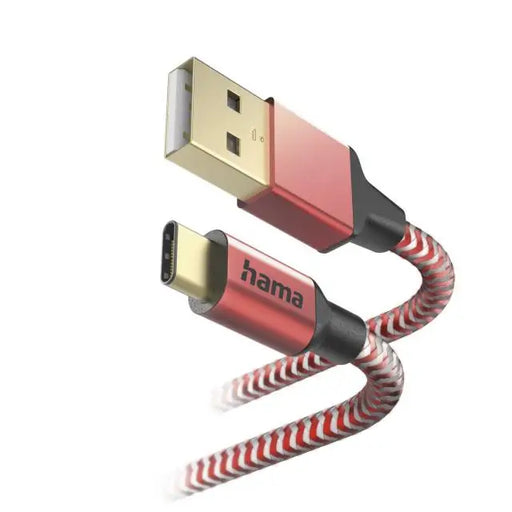 Кабел за зареждане ’Reflective’ USB-C - USB-A 1.5м червен