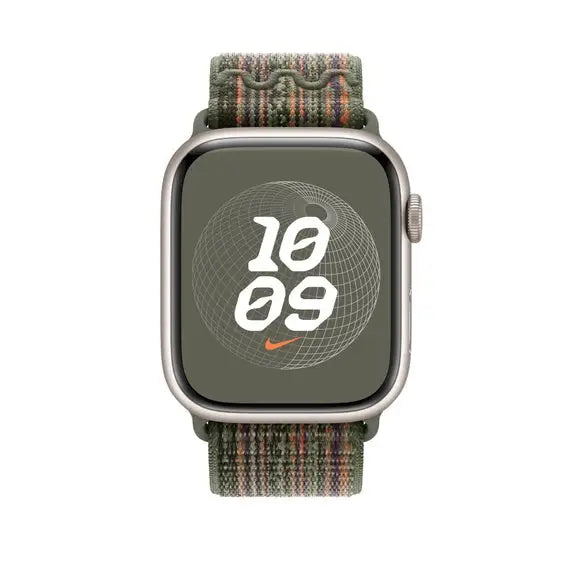 Каишка за часовник Apple 45mm Sequoia/Orange Nike Sport Loop