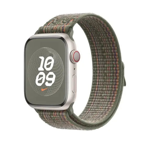 Каишка за часовник Apple 45mm Sequoia/Orange Nike Sport Loop