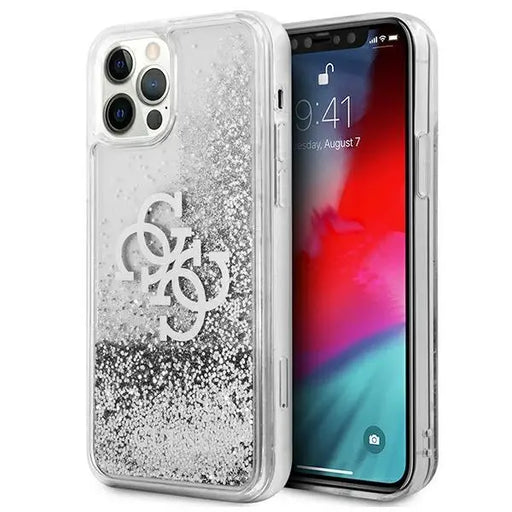 Калъф Guess Big 4G Liquid Glitter Silver за Apple