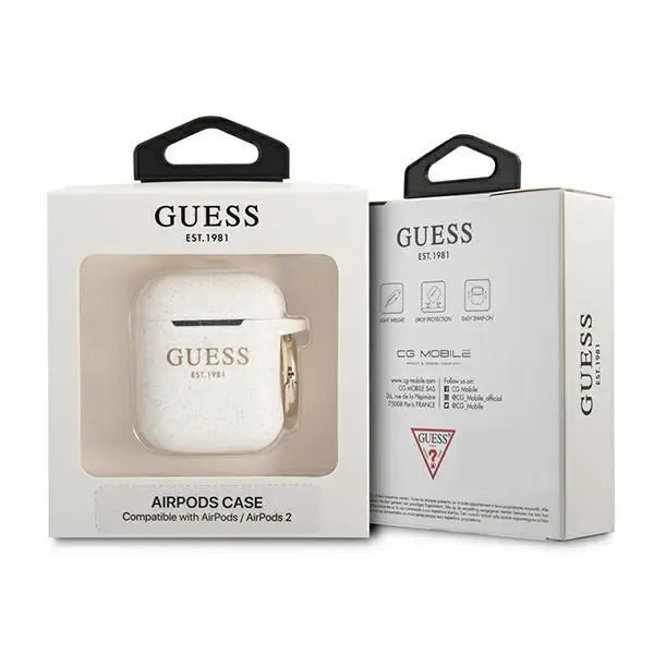 Калъф Guess GUA2SGGEH Silicone Glitter за Apple AirPods бял