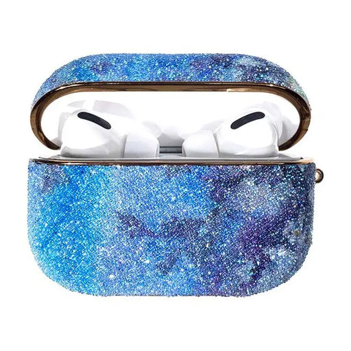 Калъф Kingxbar Rainbow Shiny брокатен за Airpods Pro син