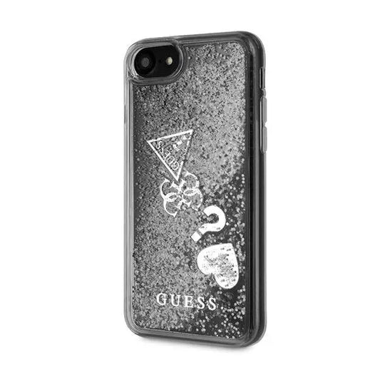 Калъф за телефон Guess сребрист Glitter Hearts за iPhone 7/8