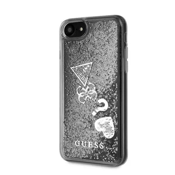 Калъф за телефон Guess сребрист Glitter Hearts за iPhone 7/8