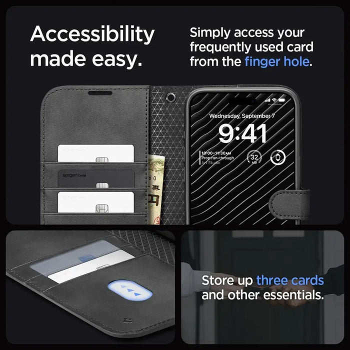 Калъф Spigen Wallet S Pro за iPhone 15 Pro черен
