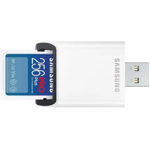 Карта памет Samsung PRO Plus SD Card 256GB USB Четец Бяла