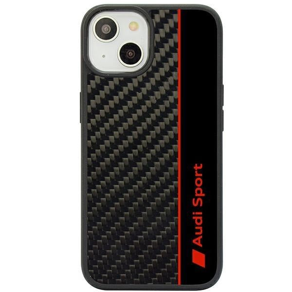 Кейс Audi Carbon Fiber Stripe за iPhone 14 6.1 черен / черен