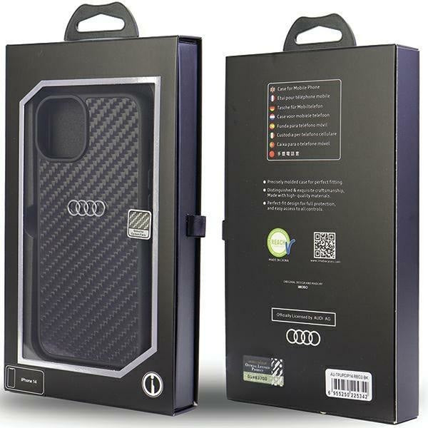 Кейс Audi Carbon Fiber за iPhone 14 6.1 черен / черен твърд