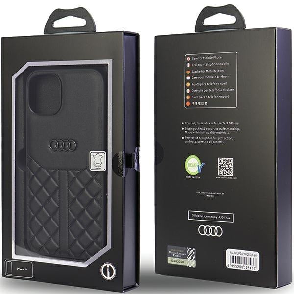 Кейс Audi Genuine Leather за iPhone 14 6.1 черен / черен