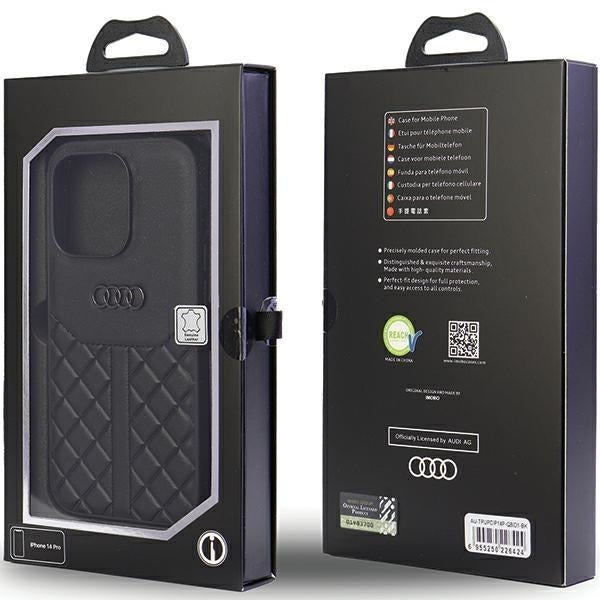 Кейс Audi Genuine Leather за iPhone 14 Pro 6.1 черен / черен