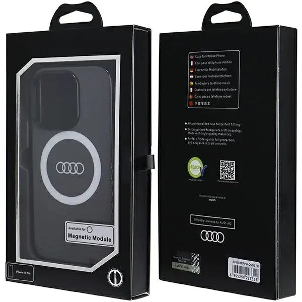 Кейс Audi IML Big Logo MagSafe за iPhone 15 Pro черен