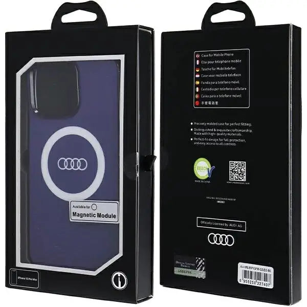 Кейс Audi IML Big Logo MagSafe за iPhone 15 Pro Max син