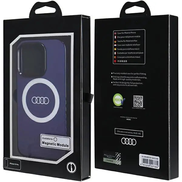 Кейс Audi IML Big Logo MagSafe за iPhone 15 Pro син