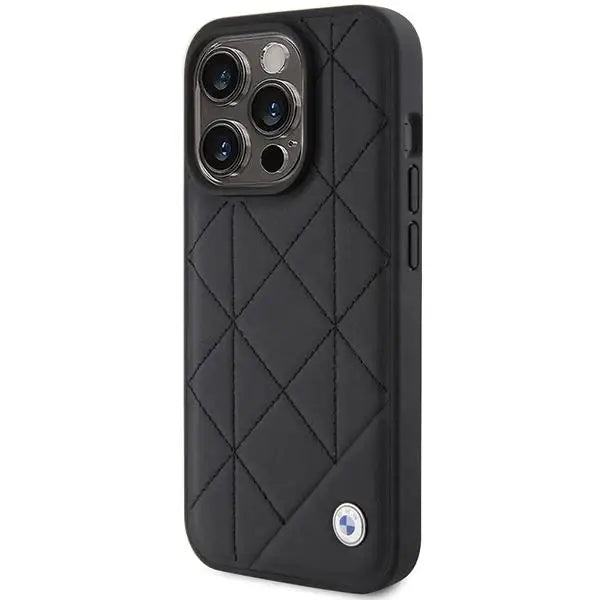 Кейс BMW Leather Quilted за iPhone 15 Pro черен