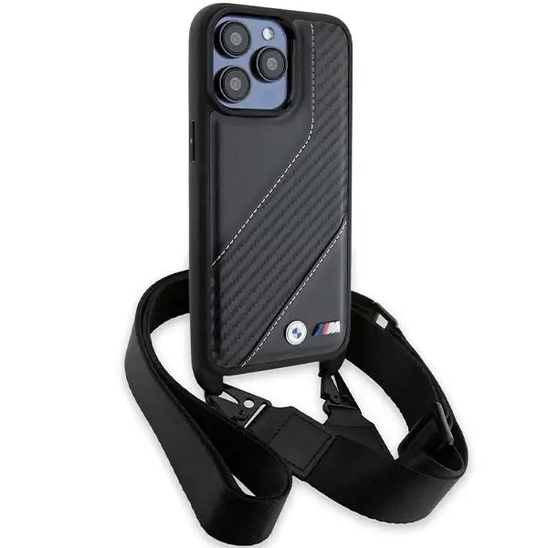 Кейс BMW M Edition Carbon Stripe & Strap за iPhone 15