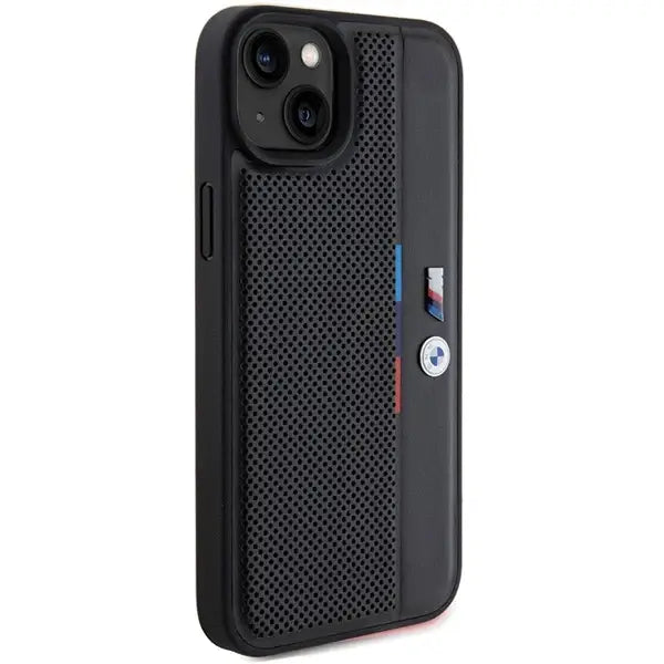 Кейс BMW Perforated Tricolor Line за iPhone 15 / 14 13 черен