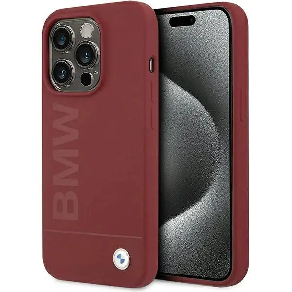 Кейс BMW Silicone Big Logo MagSafe за iPhone 15 Pro червен