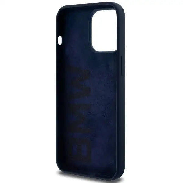 Кейс BMW Silicone Metal Logo за iPhone 15 Pro тъмносин