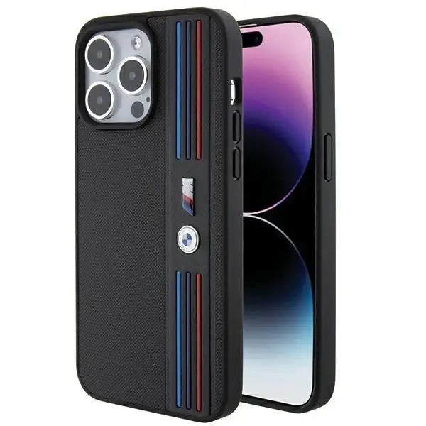 Кейс BMW Tricolor M Collection за iPhone 15 Pro черен