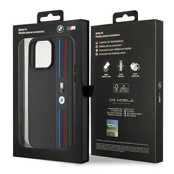 Кейс BMW Tricolor M Collection за iPhone 15 Pro черен