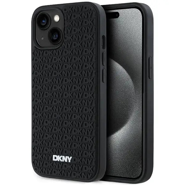 Кейс DKNY 3D Rubber Repeat Pattern за iPhone 15/14/13 черен