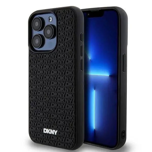 Кейс DKNY 3D Rubber Repeat Pattern за iPhone 15 Pro черен