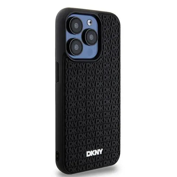 Кейс DKNY 3D Rubber Repeat Pattern за iPhone 15 Pro черен