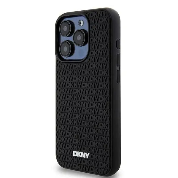 Кейс DKNY 3D Rubber Repeat Pattern за iPhone 15 Pro черен