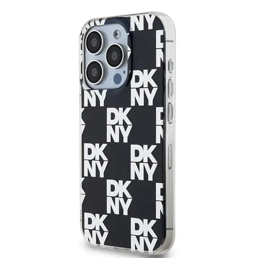 Кейс DKNY IML Checkered Mono Pattern за iPhone 15 Pro черен