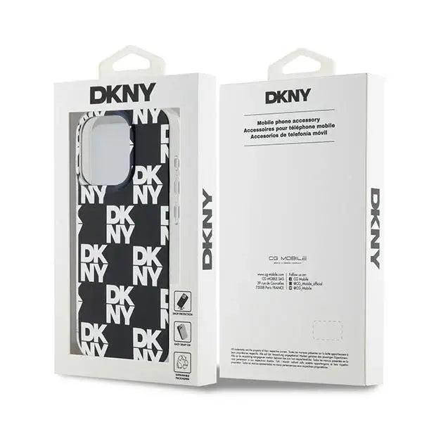 Кейс DKNY IML Checkered Mono Pattern за iPhone 15 Pro черен