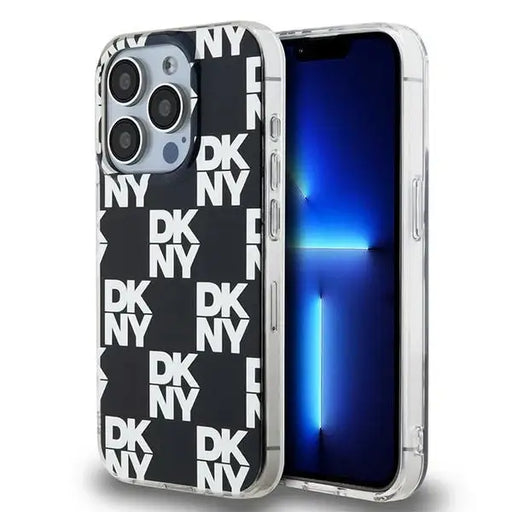 Кейс DKNY IML Checkered Mono Pattern за iPhone 15 Pro черен