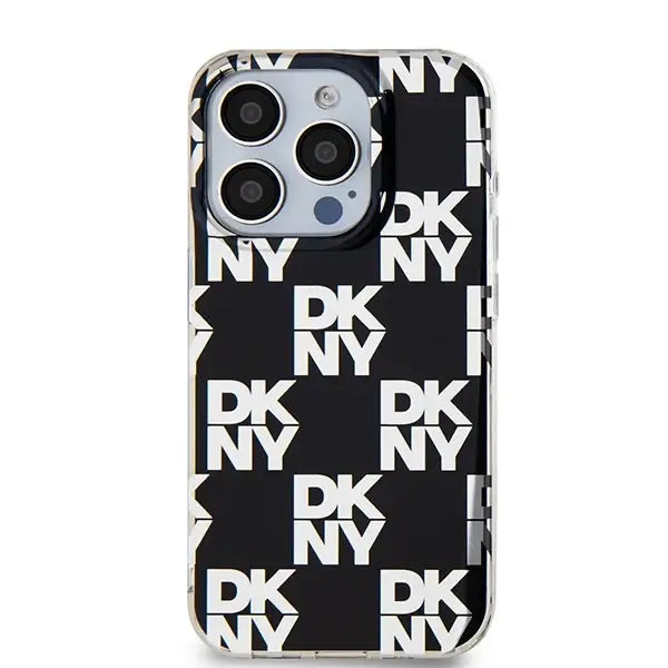 Кейс DKNY IML Checkered Mono Pattern за iPhone 15 Pro черен