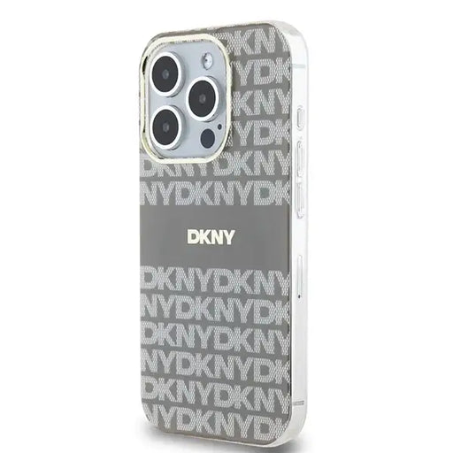 Кейс DKNY IML Mono & Stripe MagSafe за iPhone 15 Pro бежов