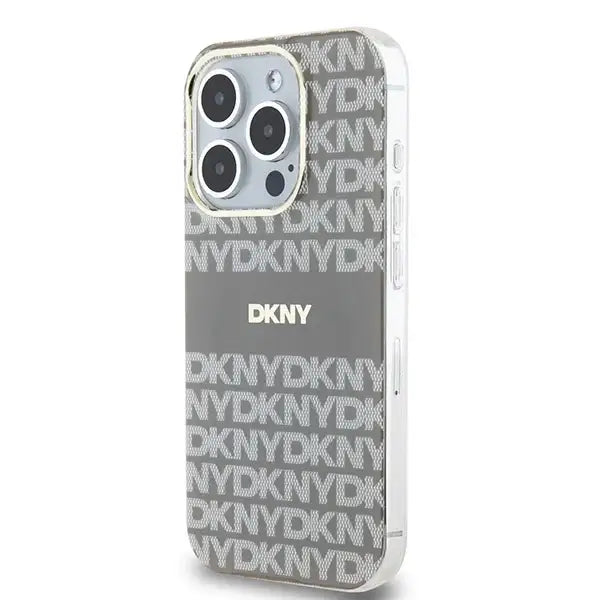 Кейс DKNY IML Mono & Stripe MagSafe за iPhone 15 Pro бежов