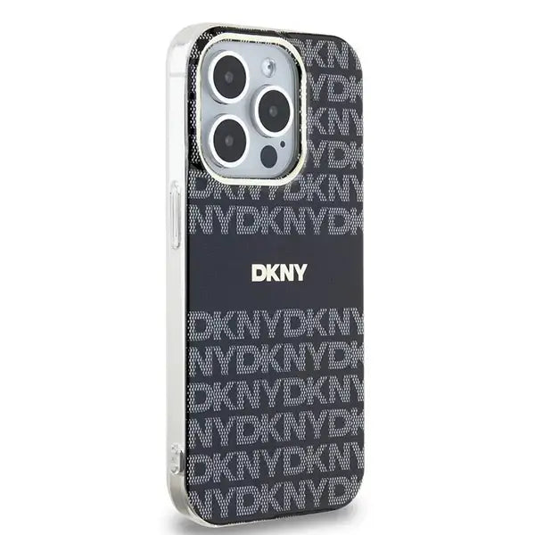 Кейс DKNY IML Mono & Stripe MagSafe за iPhone 15 Pro черен