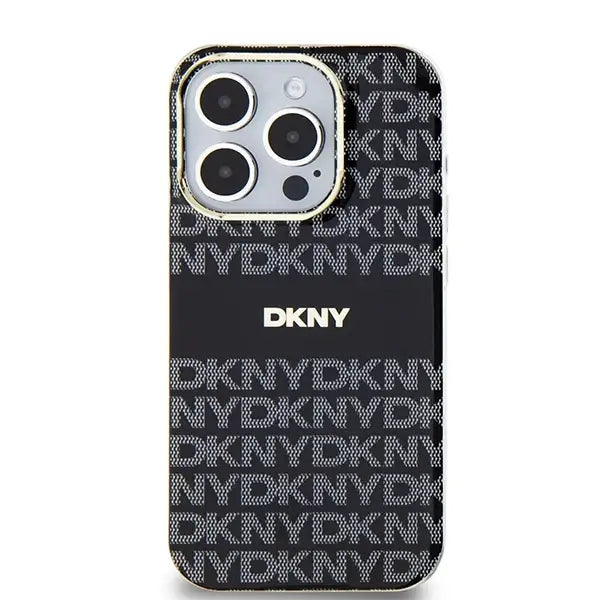 Кейс DKNY IML Mono & Stripe MagSafe за iPhone 15 Pro черен