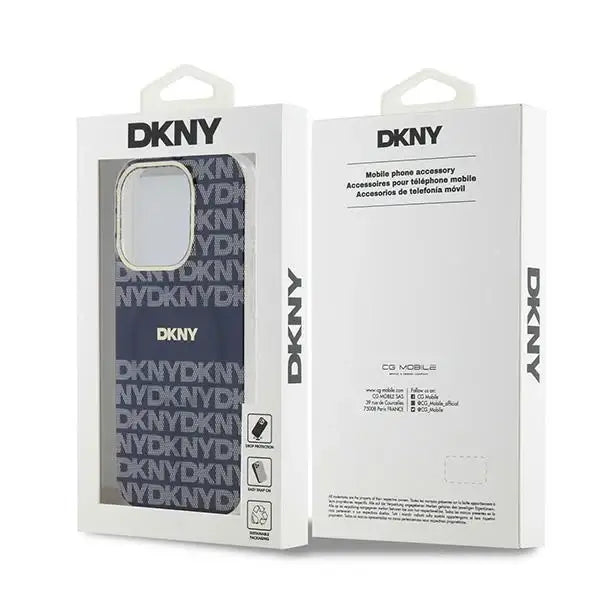 Кейс DKNY IML Mono & Stripe MagSafe за iPhone 15 Pro Max син