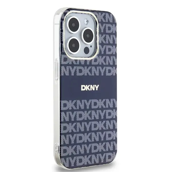 Кейс DKNY IML Mono & Stripe MagSafe за iPhone 15 Pro Max син