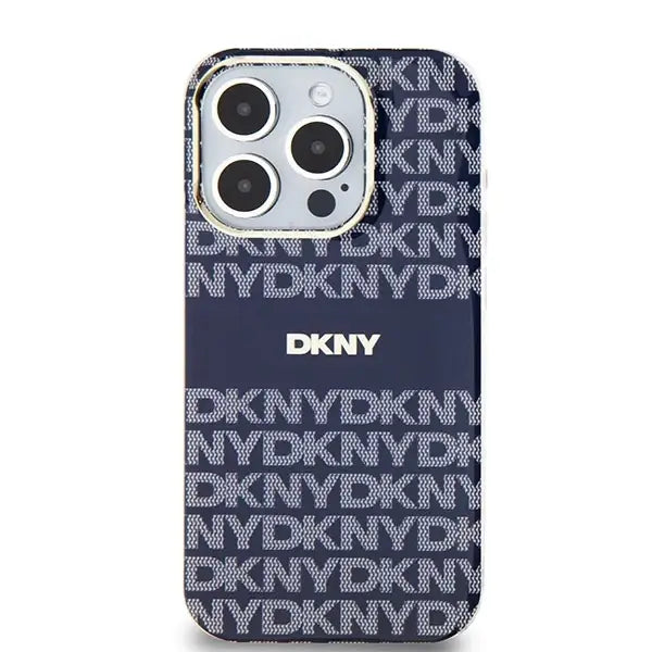 Кейс DKNY IML Mono & Stripe MagSafe за iPhone 15 Pro Max син