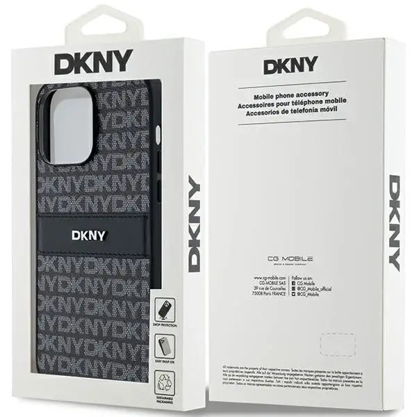 Кейс DKNY Leather Mono Stripe & Metal Logo за iPhone