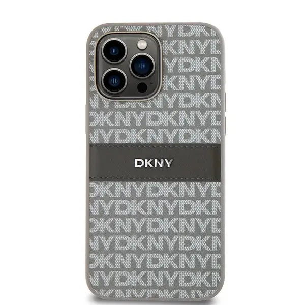 Кейс DKNY Leather Mono Stripe & Metal Logo за iPhone