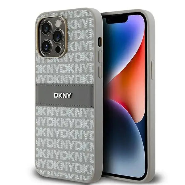 Кейс DKNY Leather Mono Stripe & Metal Logo за iPhone