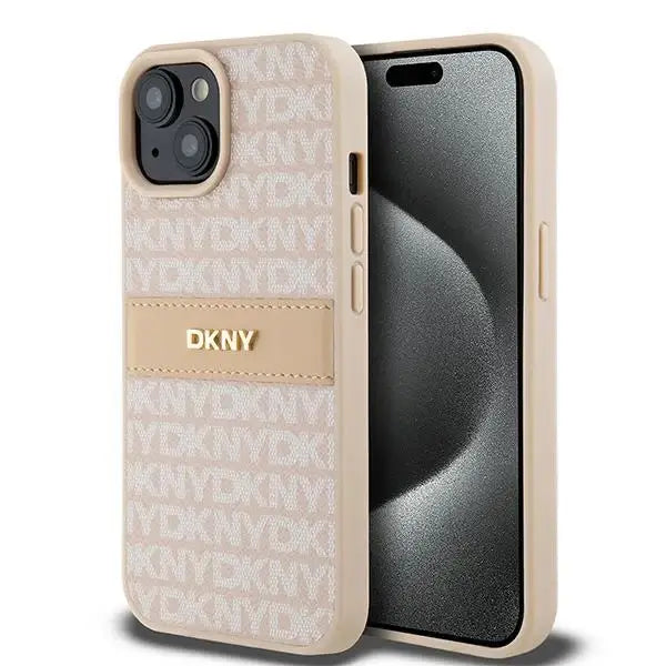 Кейс DKNY Leather Mono Stripe & Metal Logo за iPhone