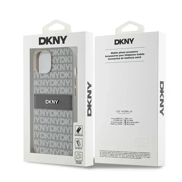 Кейс DKNY Leather Mono Stripe & Metal Logo за iPhone