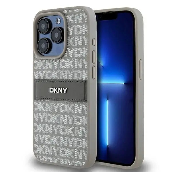 Кейс DKNY Leather Mono Stripe & Metal Logo за iPhone