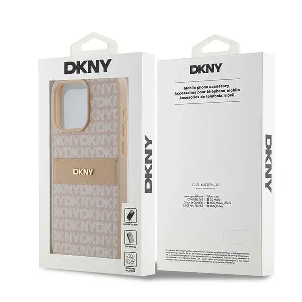 Кейс DKNY Leather Mono Stripe & Metal Logo за iPhone