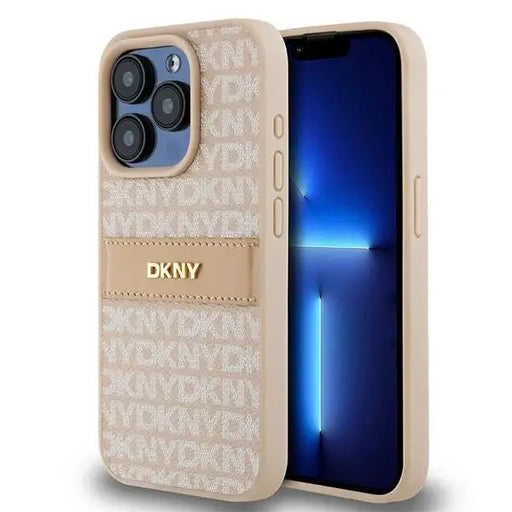 Кейс DKNY Leather Mono Stripe & Metal Logo за iPhone