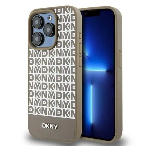 Кейс DKNY Leather Printed Pattern Metal Logo MagSafe