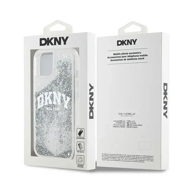 Кейс DKNY Liquid Glitter Big Logo за iPhone 15 / 14 / 13 бял