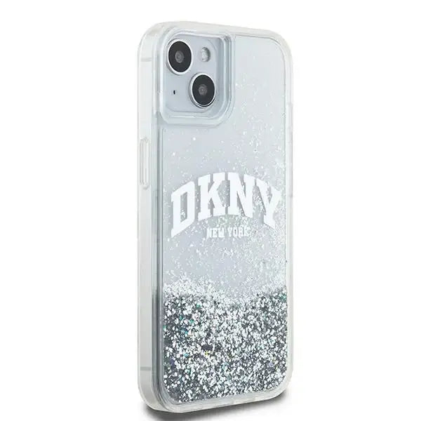 Кейс DKNY Liquid Glitter Big Logo за iPhone 15 / 14 / 13 бял